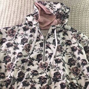 Empyre Floral Half-Zip Hoodie with zip pocket in front